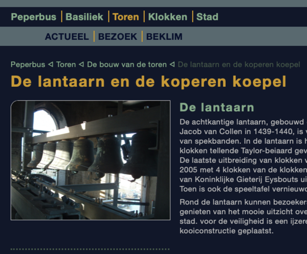 De kopregel die aangeeft waar je bent in de structuur van de website