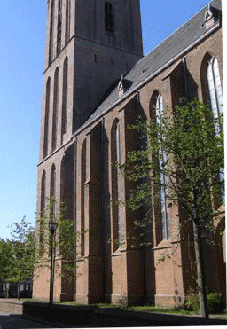 Pepperbox tower Zwolle and part of the church Pepperbox tower in Zwolle