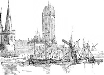 Gerard ter Borch, Blik op Jan Baghstoren en O.L.Vrouwe-toren Gerard ter Borch, Blik op Jan Baghstoren en O.L.Vrouwe-toren